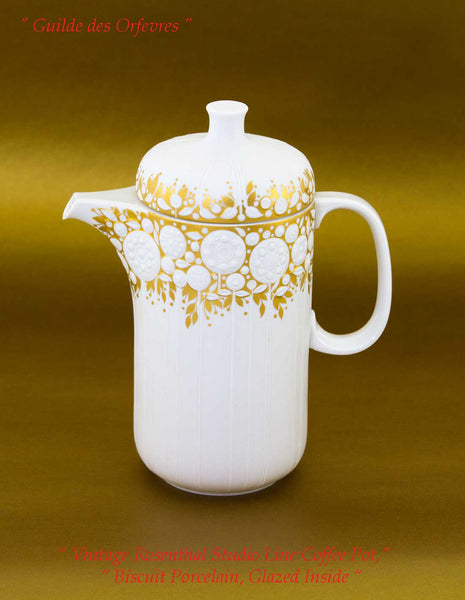 Vintage Rosenthal Coffee Pot Studio Line, Biscuit Porcelain Gold Decoration