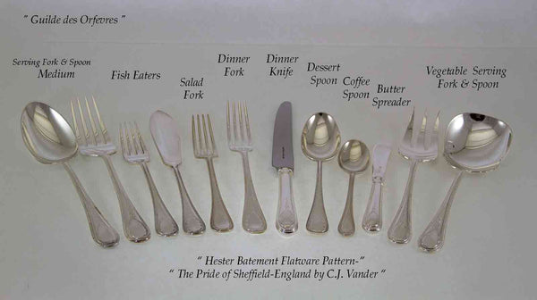 Silver Flatware Set 76 Pieces, Hester Bateman