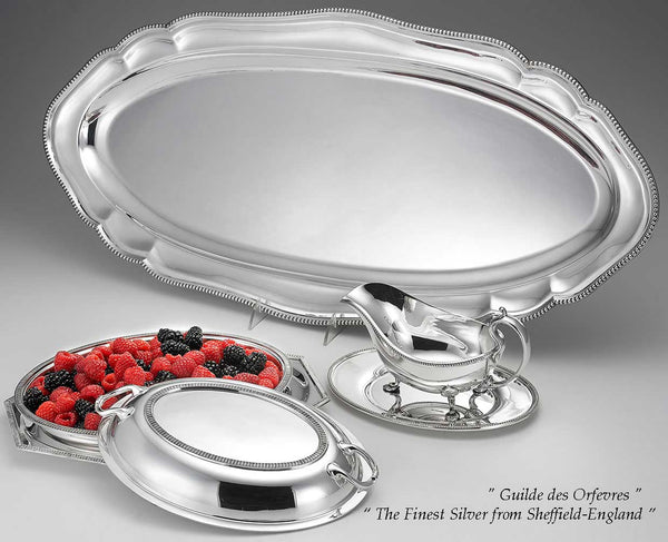 Silver Fish Platter 29 in. with Gadroon, Applied Border