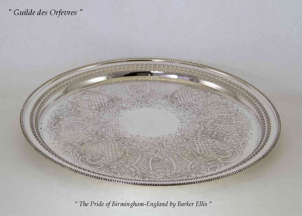 Silver Salver Round, Pierced Border Embossed