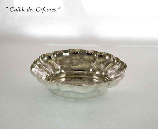 Silver Round Shaped Sweet Dish Embossed