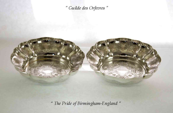 Pair Silver Round Shaped Sweet Dishes Embossed