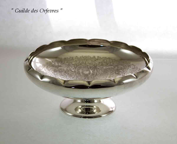 Silver Round Shaped Fruit Dish, Embossed