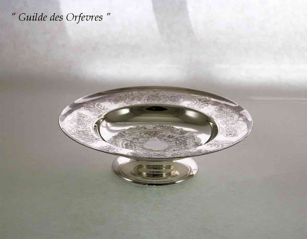 Silver Sweet Dish on Foot Embossed