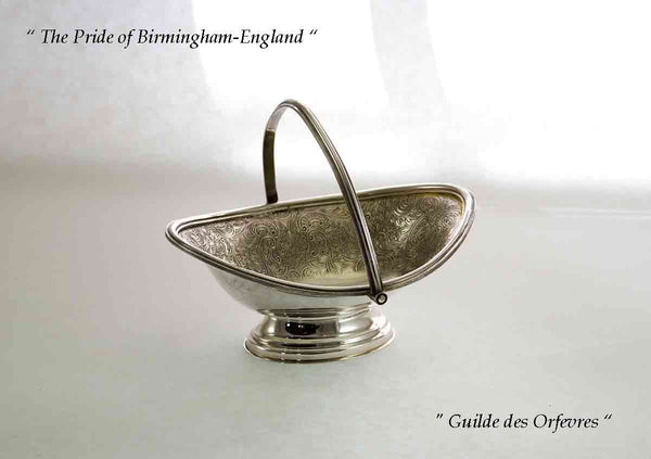 Silver Small Oval Basket Embossed