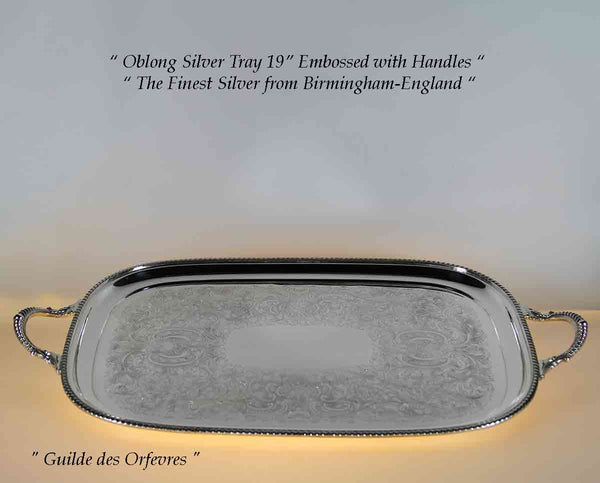 Silver Coffee/Tea Tray Oblong, Gadroon Embossed