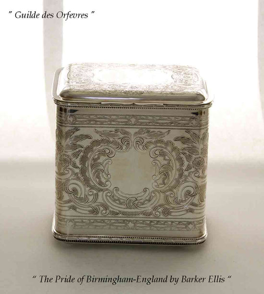 Silver Biscuit Box Oblong Embossed