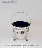 Silver Sugar Basket Pierced w/Blue Lining