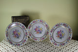 Set of 10 Cheerful Dinner Plates, Gold Rim & Rich Floral Design