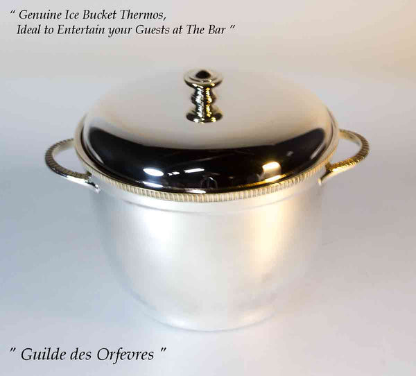 Ice Bucket with Genuine Thermos Double Wall Glass Lining