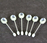 Sterling Silver Set of 6 Demi-Tasse Coffee Spoons with Mother of Pearl