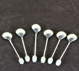 Sterling Silver Set of 6 Demi-Tasse Coffee Spoons with Mother of Pearl