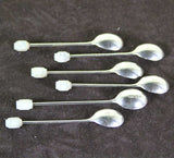 Sterling Silver Set of 6 Demi-Tasse Coffee Spoons with Mother of Pearl