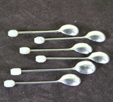 Sterling Silver Set of 6 Demi-Tasse Coffee Spoons with Mother of Pearl