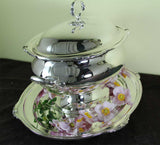 Silver Oval Soup Tureen & Cover with Plateau, Jubilee, Patented Applied Border