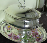 Silver Oval Soup Tureen & Cover with Plateau, Jubilee, Patented Applied Border