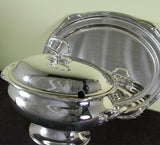 Silver Oval Soup Tureen & Cover with Plateau, Jubilee, Patented Applied Border