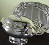 Silver Oval Soup Tureen & Cover with Plateau, Jubilee, Patented Applied Border