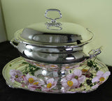 Silver Oval Soup Tureen & Cover with Plateau, Jubilee, Patented Applied Border