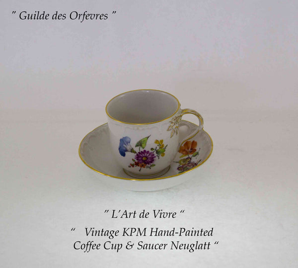 KPM Hand-Painted Coffee Cup & Saucer