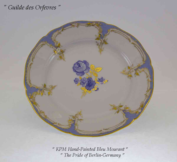 Hand-Painted Collector's Dessert Plate, Bleu Mourant