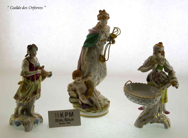 KPM  Set of 3 Handcrafted Figurines, Justice, Summer & Element