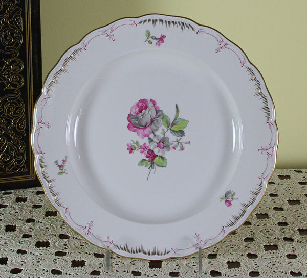 KPM Collectors Hand-Painted European Dinner Plate, Delicate Antique flowers