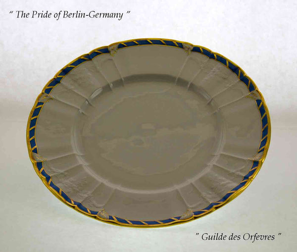 KPM Collector's Dinner Plate Blue Border and Gold Rim