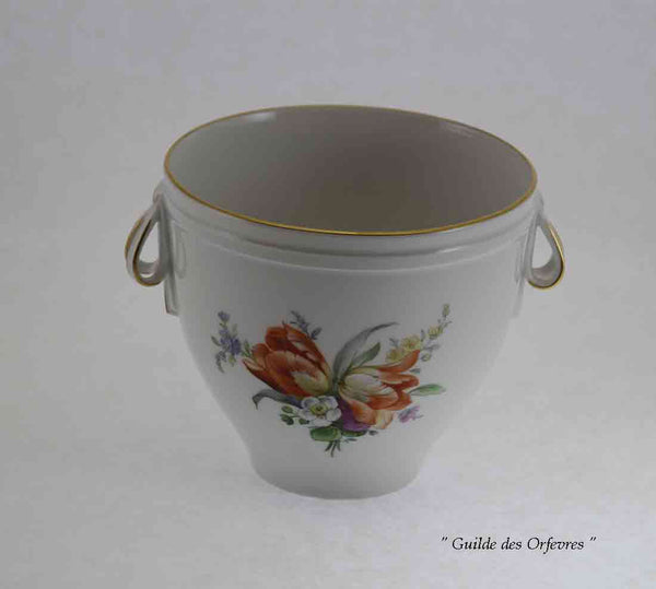 KPM Mozart Cup - Vase with Multicolored Flowers and Gold Rim