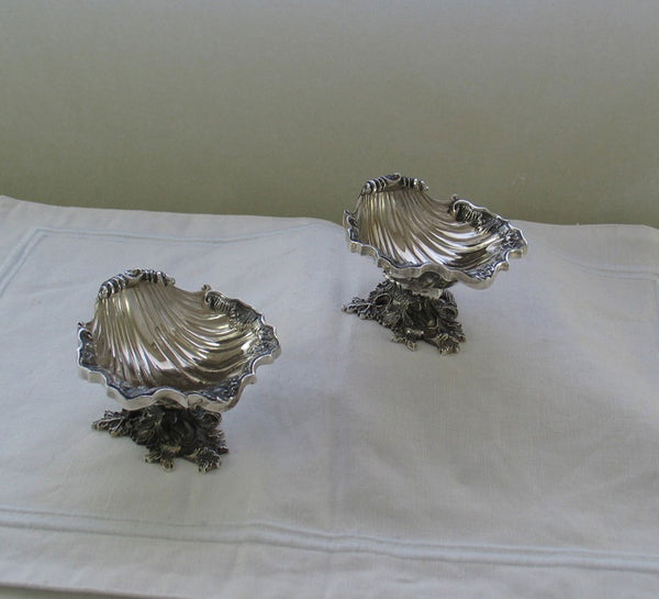 Pair Silver Open Shells on Foot, after Lamerie Shell