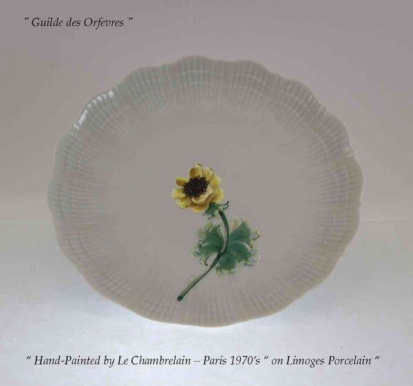 European Rocaille Shape European Dinner Plate painted with Ochre Anémone