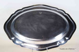 Vintage Silver Oval Platters Pair 18.5 in. Wide - Chippendale Applied Mount