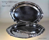 Vintage Silver Oval Platters Pair 18.5 in. Wide - Chippendale Applied Mount