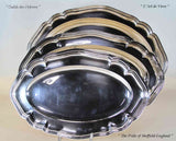 Vintage Silver Oval Platters Set of 3 – 16 – 18 & 18.5 in.- Chippendale Applied Mount