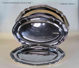 Vintage Silver Oval Platters Set of 3 – 16 – 18 & 18.5 in.- Chippendale Applied Mount