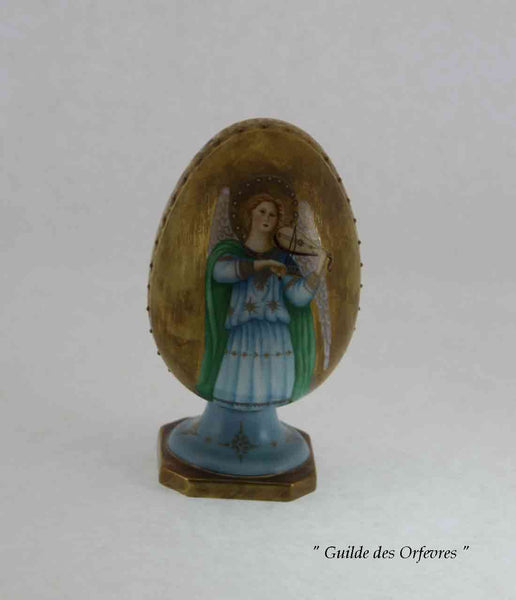 Easter Egg, Large with Angel Painting, Hand-Painted