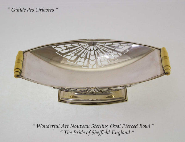 Exquisite Art Nouveau Sterling Oval Pierced Bowl