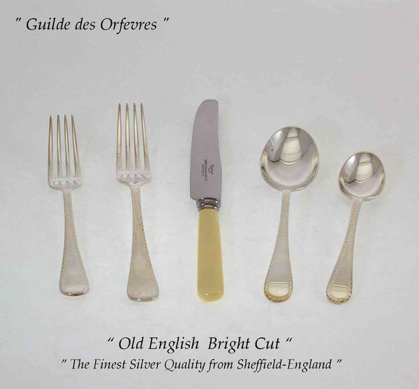 Silver 5 Pc Place-Setting, Old English Bright-Cut