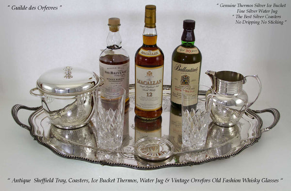 Antique Chased Silver Tray  & Scotch Whisky Set