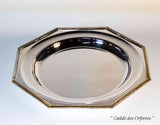 Silver Octagonal Round Platter 12 in. with Gadroon Applied Border