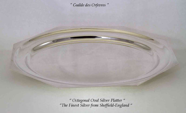 Silver Octagonal Oval Platter 18 in. Raw Edge