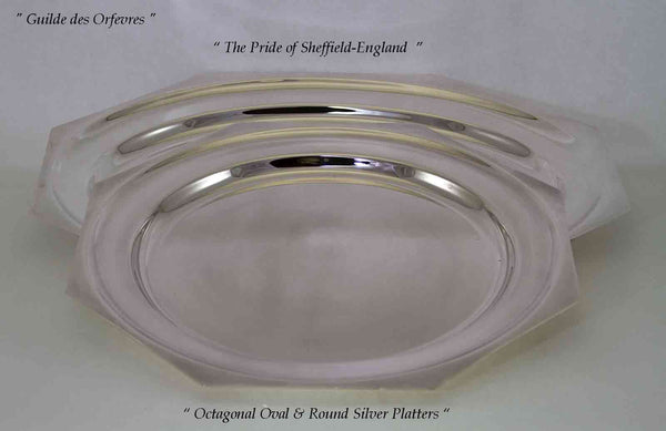 Silver Octagonal Oval Platters 24 & 30 in.. Raw Edge