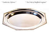 Silver Octagonal Round Platter 14 in. with Gadroon Applied Border