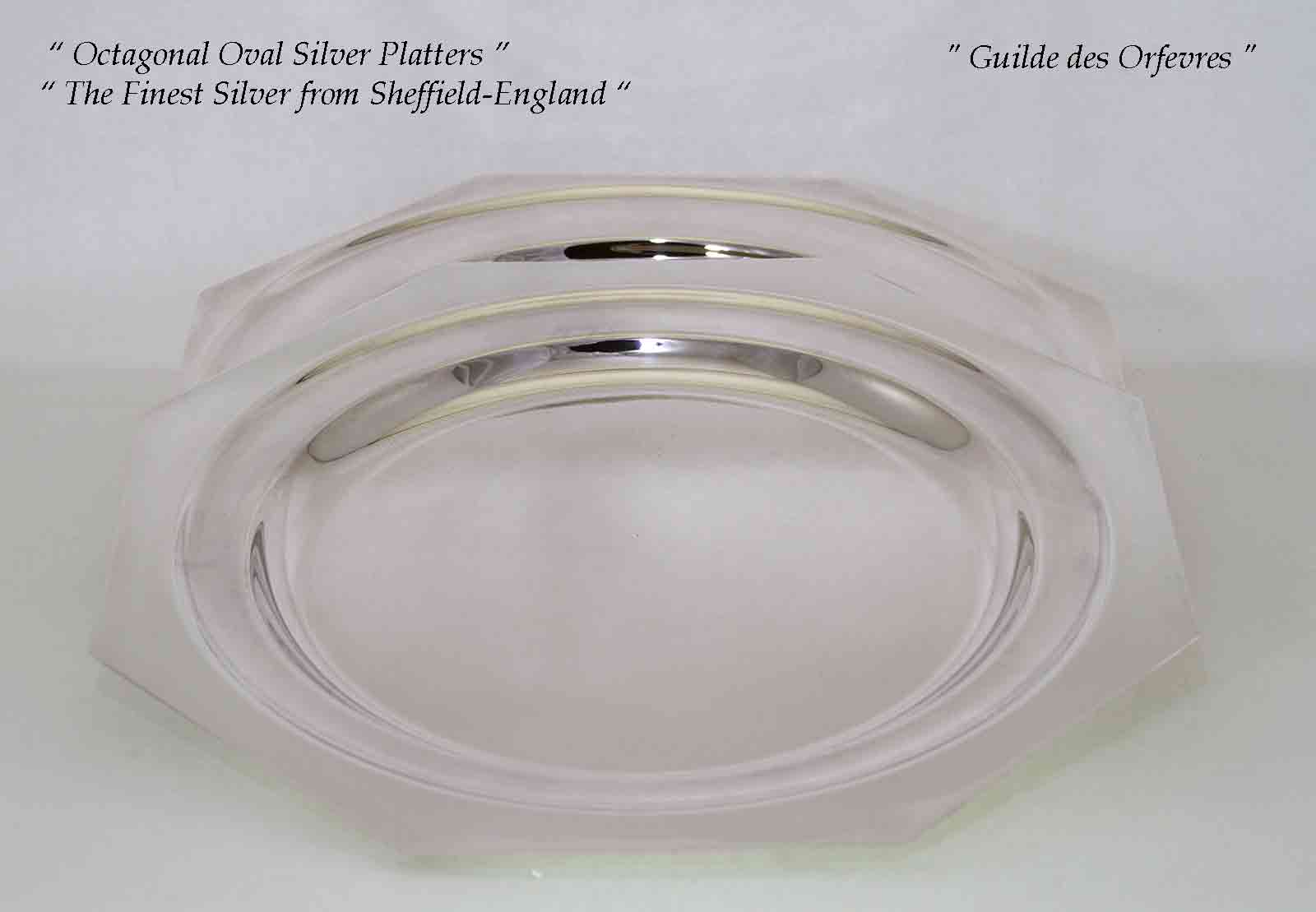Silver Octagonal Oval Platter 18 in. Raw Edge