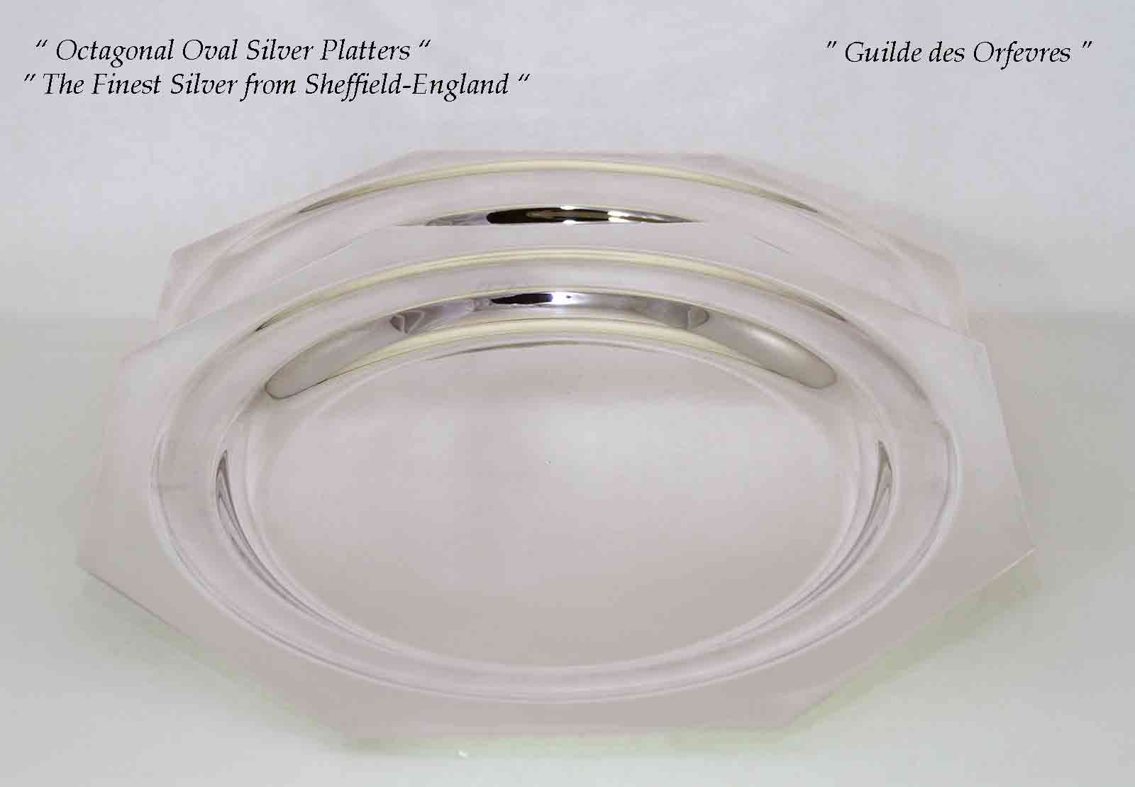 Silver Octagonal Oval Platter 18 in. Raw Edge