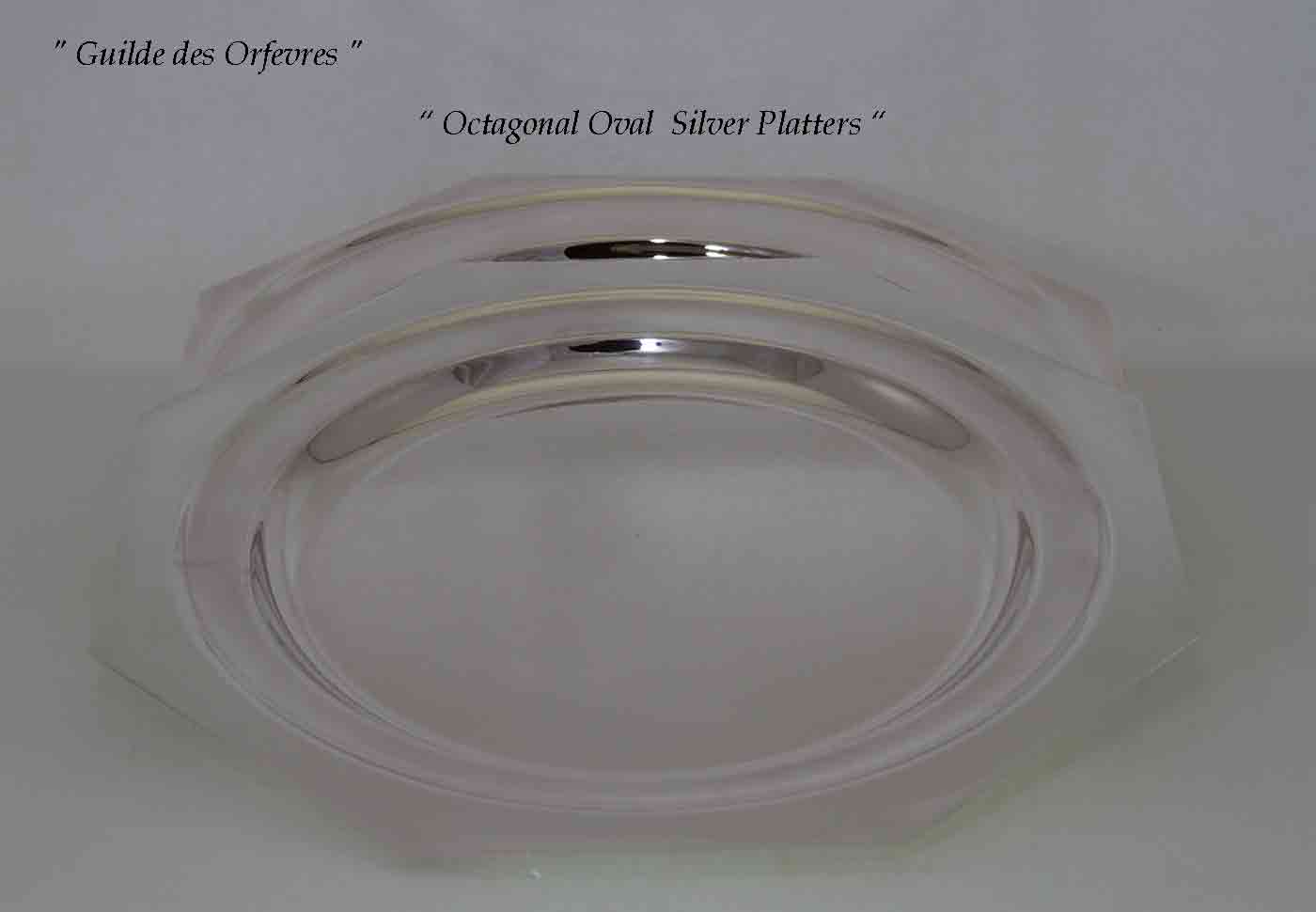 Silver Octagonal Oval Platter 18 in. Raw Edge