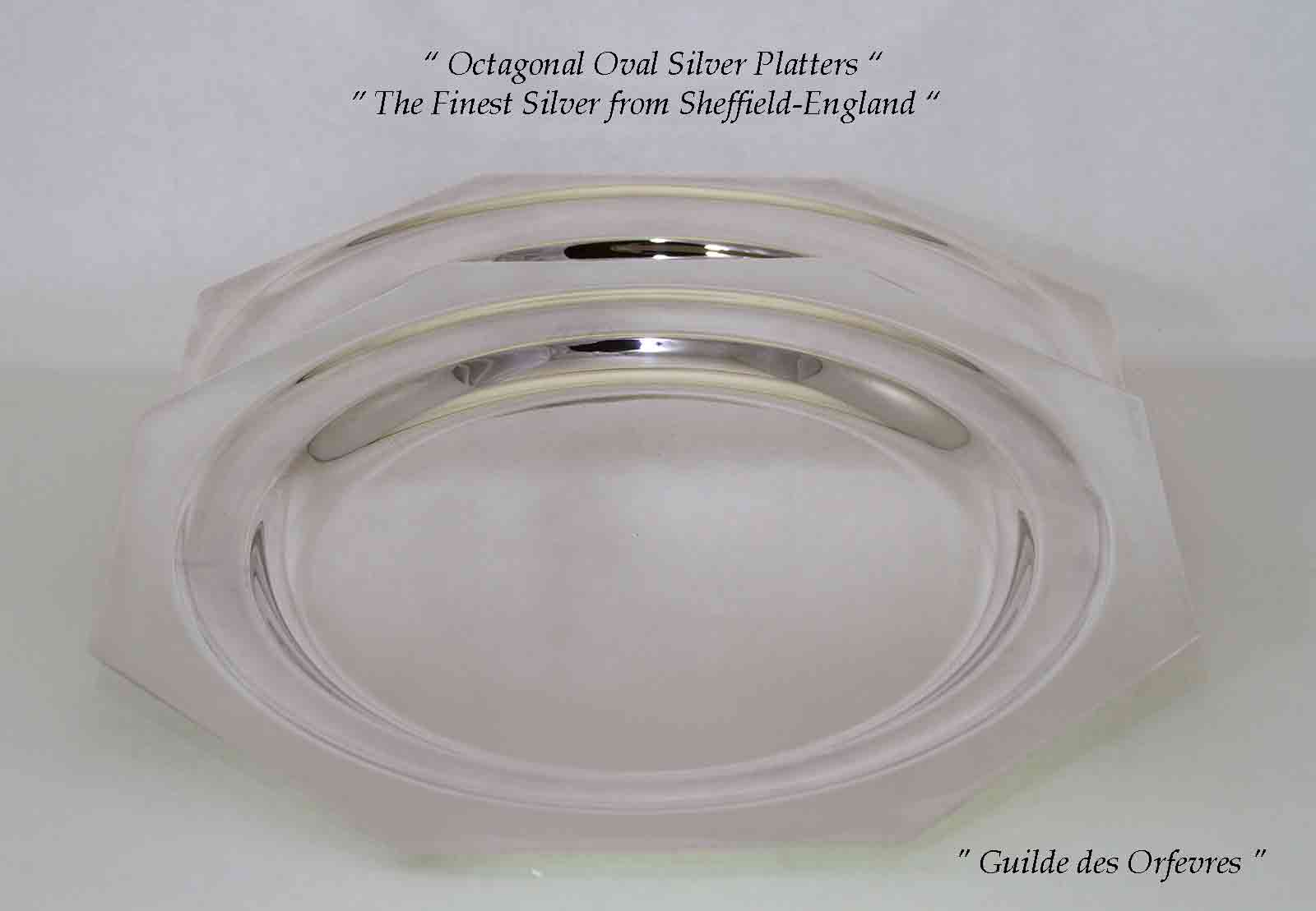 Silver Octagonal Oval Platter 18 in. Raw Edge