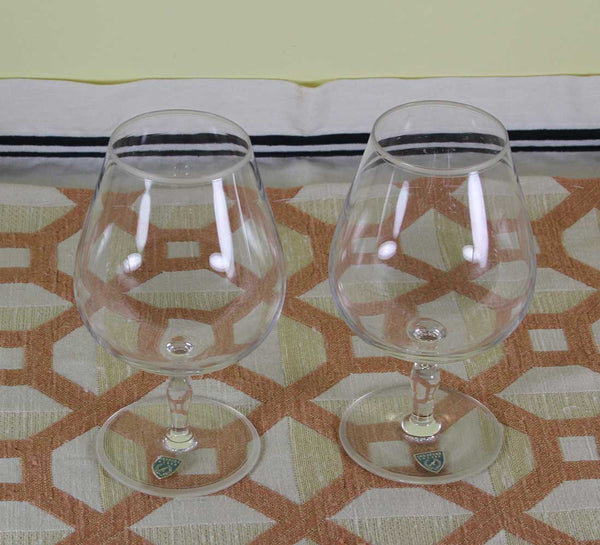 Rare Orrefors Pair of Brandy Glass, Frosted Edge & Base