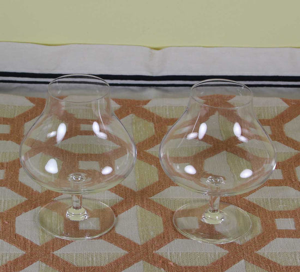 Vintage Orrefors Pair of Brandy Glass, Unusual Shape