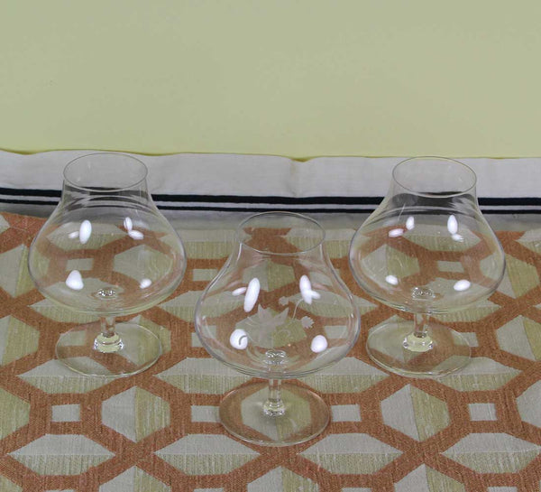 Very Rare Vintage Orrefors Pair of Brandy Glass, “ Engraved Butterfly “